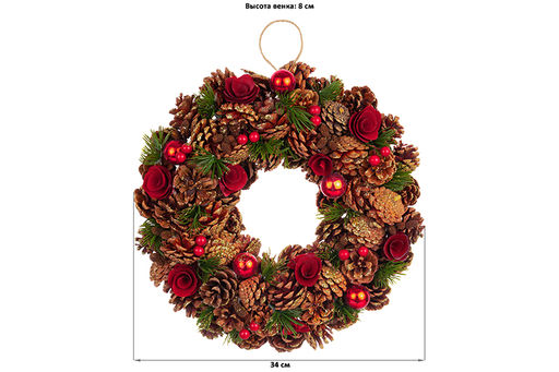 Новогоднее украшение венок 34*34*8 см Санта круг - Elan gallery фото 6