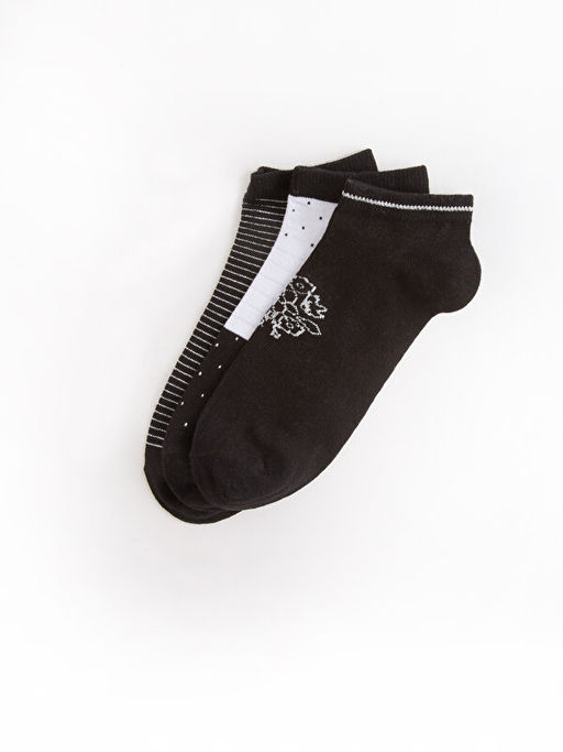 Desenli Kad?n Patik ?orap 3l?