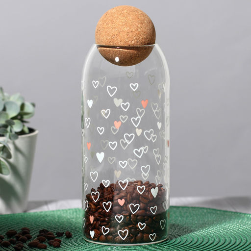 Банка для хранения сыпучих продуктов и круп Сердечки, 1000 мл - Дорого внимание фото 2