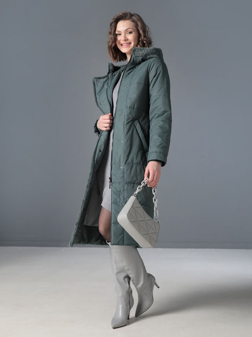 25315 Пальто дем. т.зеленый - Dizzyway фото 10