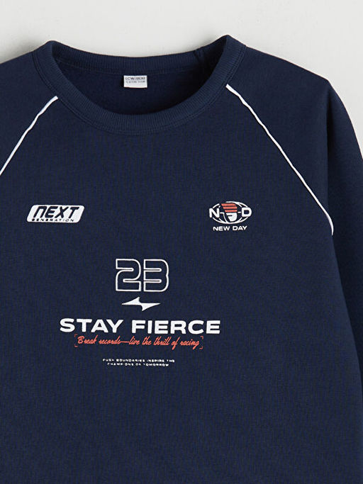 Bask?l? Erkek ?ocuk Sweatshirt