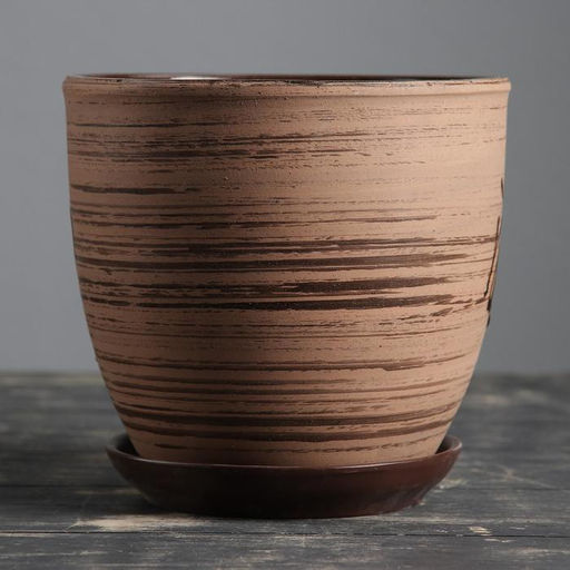 Горшок для цветов Восток, 2.5 л, d=19 см, h=18 см, керамика, с поддоном, коричневый - Simaland фото 2