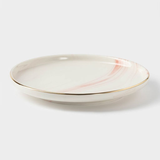 Тарелка керамическая пирожковая «Мрамор», d=15 см, цвет розовый