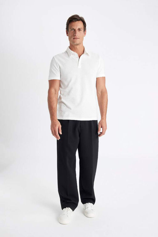 Slim Fit Dar Kesim Basic Duz K?sa Kollu Polo Tisort - Defacto фото 3