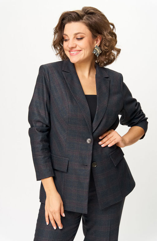 Костюм БелЭльСтиль 412/609 серо-коричневая клетка фото 8