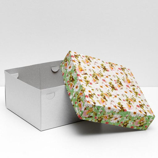 Цена за 10 шт. Кондитерская упаковка, короб, Цветы ,1 кг, 21 х 21 см - Simaland фото 2