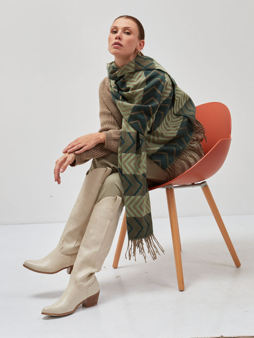 В составе шерсть и кашемир! теплый двусторонний палантин - Tantino фото 2