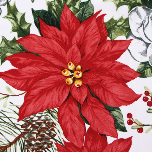 Комплект штор для кухни с подхватами «Доляна. Рождественские цветы», 2 шт., белые, 145×180 см