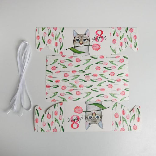 Цена за 5 шт. Коробка для капкейков, кондитерская упаковка, 4 ячейки «8 Марта!», 16×16×10 см