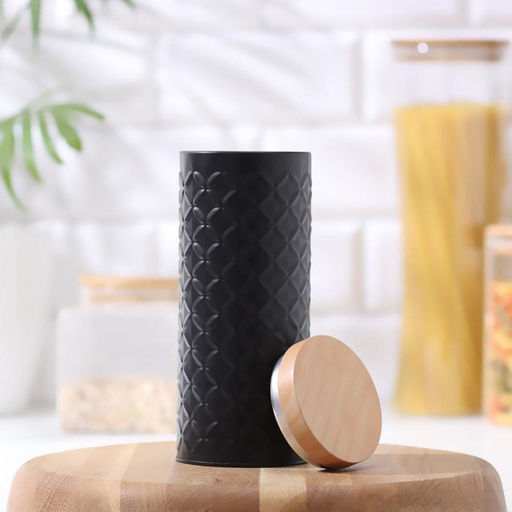 Банка для сыпучих «Сканди», 790 мл, 19×7.5 см, чёрная