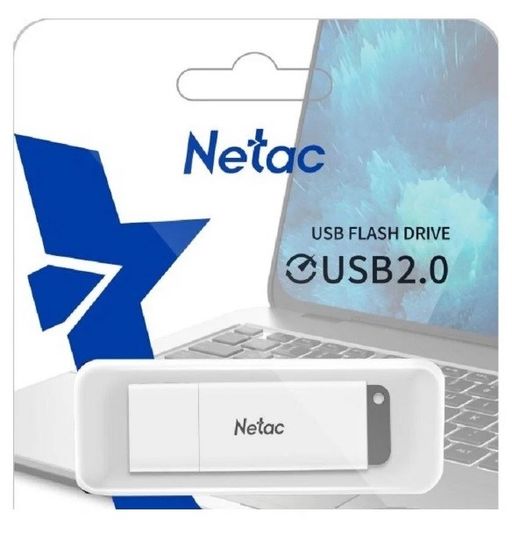 Флеш-накопитель 64Гб "Netac U185" белый, с LED-индикатором
