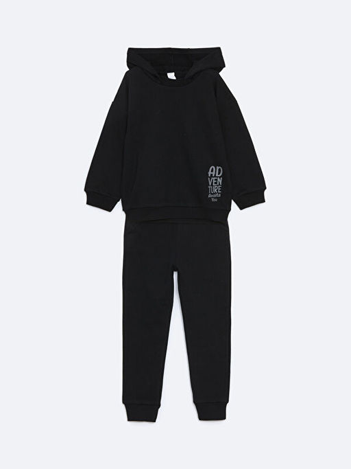 Kap??onlu Erkek Bebek Sweatshirt ve E?ofman Alt 2li Tak?m