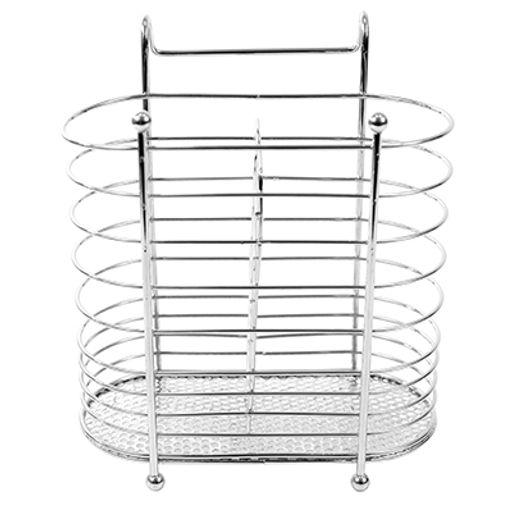 Подставка хромированная для столовых приборов 15,5х7,5х18,5см, на рейлинг (Китай) - Домашняя мода фото 2