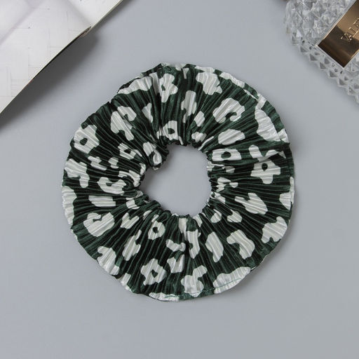 Цена за 3 шт. Резинка для волос «Орбита», жатка пятна, 12 см, зелёная