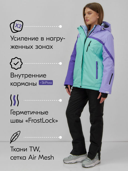 Горнолыжный костюм женский зимний бирюзового цвета 016Br - Chunmai фото 2