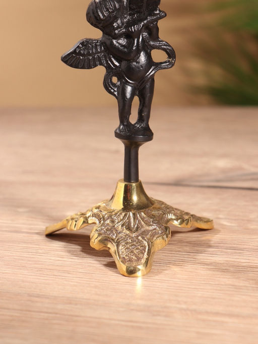 Подсвечник на 1 свечу Купидон, латунь, чёрный с золотом, 8.5?8.5?23.5 см