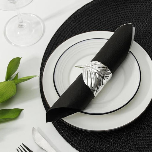 Кольцо для салфетки Лист, 6,54,55 см, цвет серебряный - Simaland фото 5