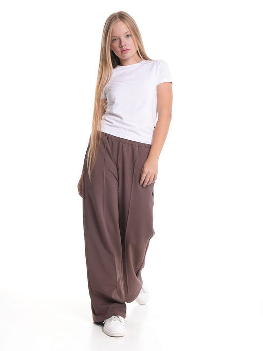 Брюки для девочки со строчкой 22-1565 шоколад - Mini maxi фото 5