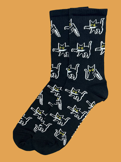 Носки р.35-40 TxT Кот с ножом на черном - Krumpy фото 4