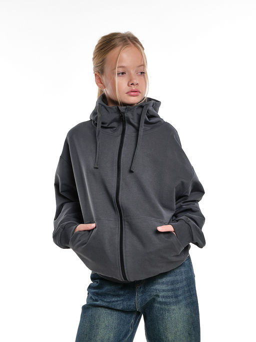Толстовка на молнии с капюшоном 22-7653 графит