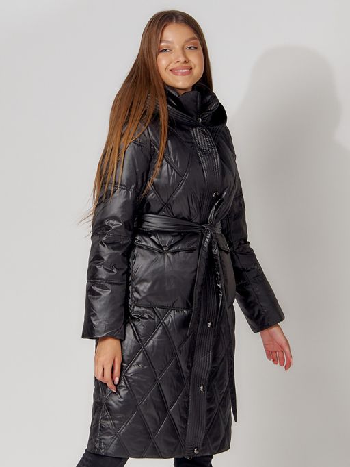 Пальто утепленное стеганое зимнее женское черного цвета 448602Ch - Mtforce фото 3