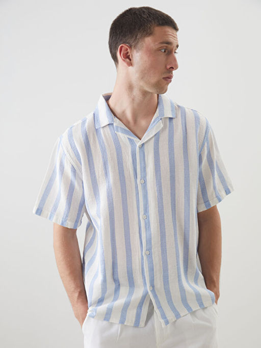 Regular Fit K?sa Kollu Erkek Dokulu G?mlek