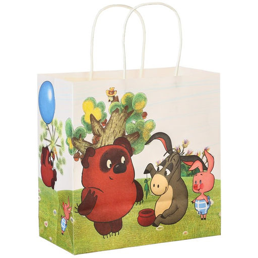 Пакет подарочный, 22×22×11 см, крафт, упаковка, Винни-Пух