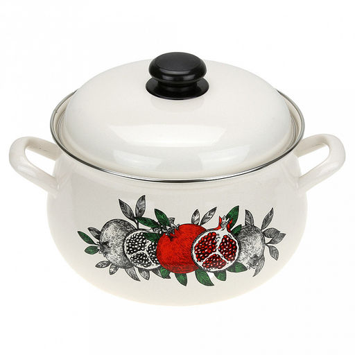 "Цвет граната" Кастрюля эмалированная 4,5л, д25см, h35см, форма грушевидная, металлическая крышка (Россия)