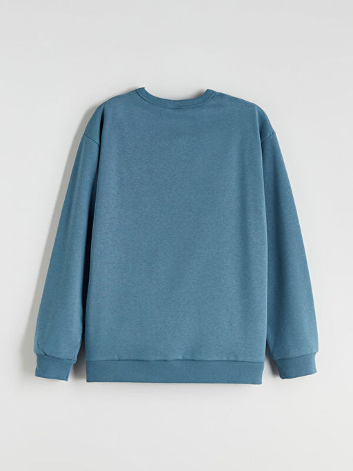 Bisiklet Yaka Bask?l? Erkek ?ocuk Sweatshirt