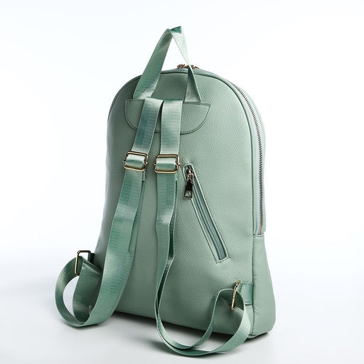 Рюкзак женский из искусственной кожи на молнии, 2 кармана, цвет зелёный - Simaland фото 3