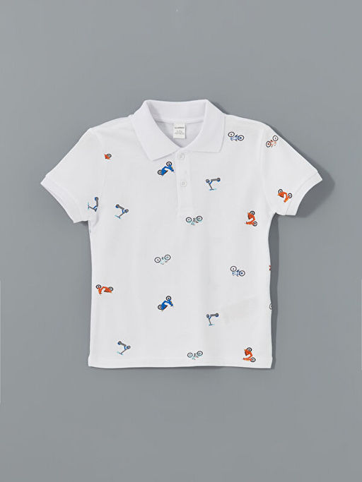 Polo Yaka Bask?l? Erkek ?ocuk Ti??rt