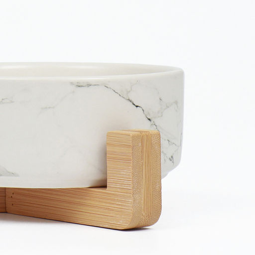 Миски керамические двойные на подставке 2450 мл 28.515.57 см, мрамор - Пижон фото 5