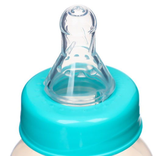 Бутылочка для кормления Медвежонок Basic, классическое горло, 150 мл., от 0 мес., цвет белый/бирюзовый - Крошка я фото 3
