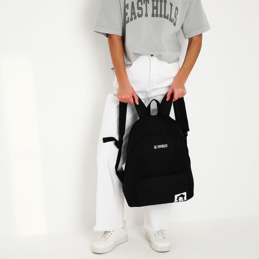 Рюкзак текстильный Be yourself, с карманом, 29х12х40 чёрный - Nazamok фото 4