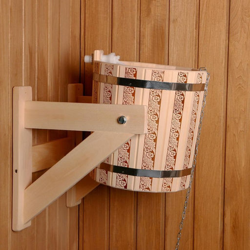 Обливное устройство для бани «Русские узоры», 10 л, липа, пластиковая вставка, «Добропаровъ»