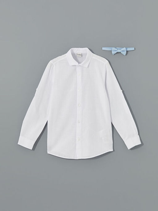 Basic Uzun Kollu Erkek ?ocuk G?mlek ve Papyon