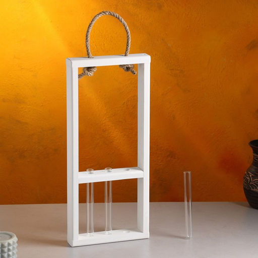 Кашпо деревянное 18540 см с 3 колбами 15 см Рамка Экстра, ручка, белый Дарим Красиво  фото 6