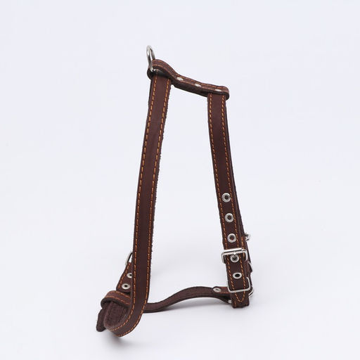 Шлейка кожаная Прогулочная, 2 см, ОШ 46-58 см, ОГ 78-85 см, коричневая - Пижон фото 2