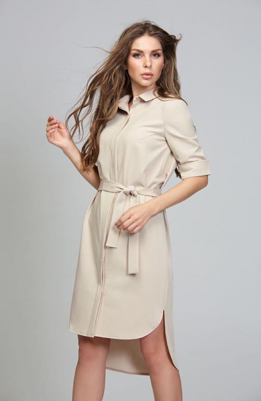 Платье-рубашка сливочный - Donna saggia фото 3