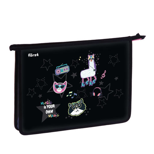 Папка для тетрадей А4, молния сверху F?rst "Disco Lama" (FT-PP-A40509) пластик