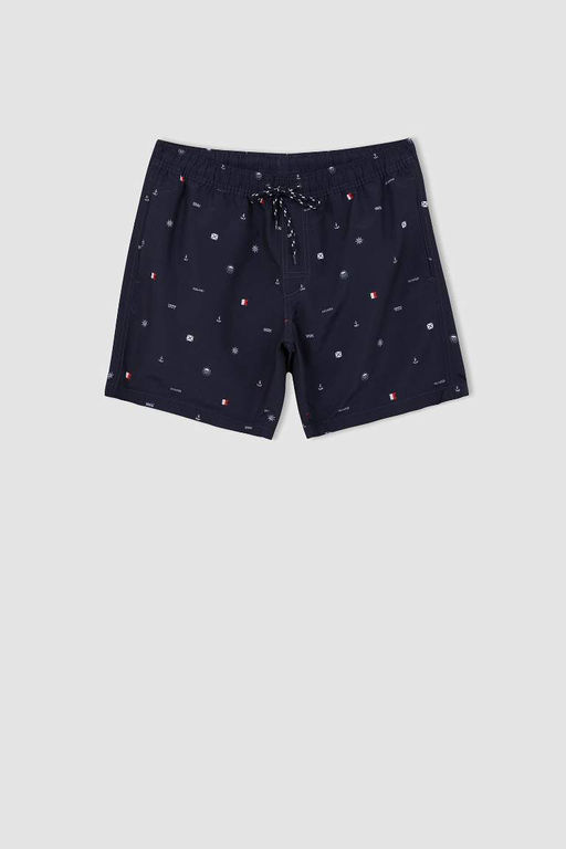 Шорты для плавания выше колена стандартного кроя с морским принтом - Defacto фото 6