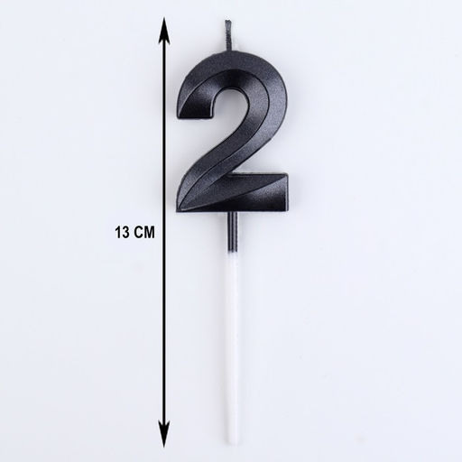 Свеча в торт на шпажке «Цифра 2», черная, 5 см
