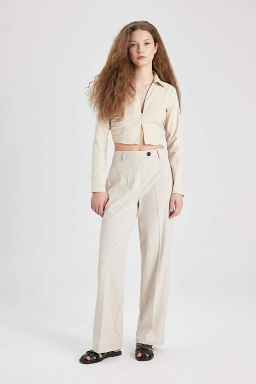 Широкие брюки стандартной длины с высокой талией - Defacto фото 4