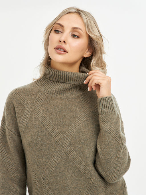 водолазка женская из шерсти с узором ромбы - Glenfield фото 6