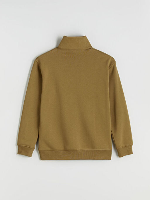 Fermuarl? Dik Yaka Erkek Kal?n Sweatshirt