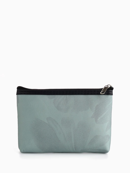 Косметичка на молнии плоская, с принтом, зелёная