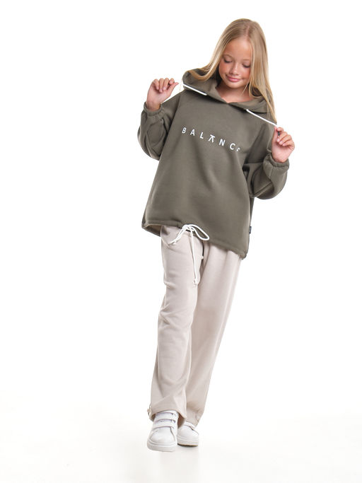 Толстовка с начесом 22-7498 хаки - Mini maxi фото 11