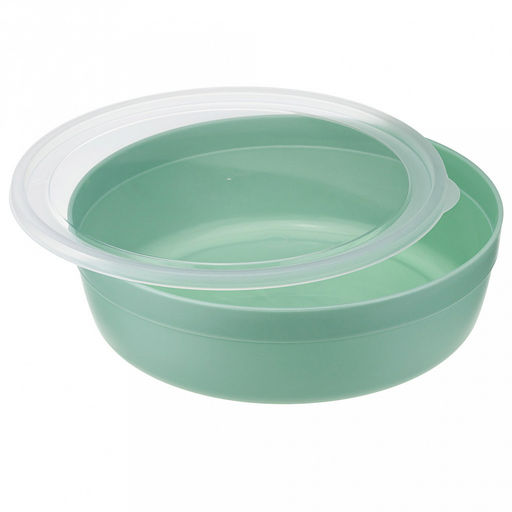 Миска пластмассовая 2,8л, д25,5см, h7,5см, с крышкой, фисташковый (Россия)