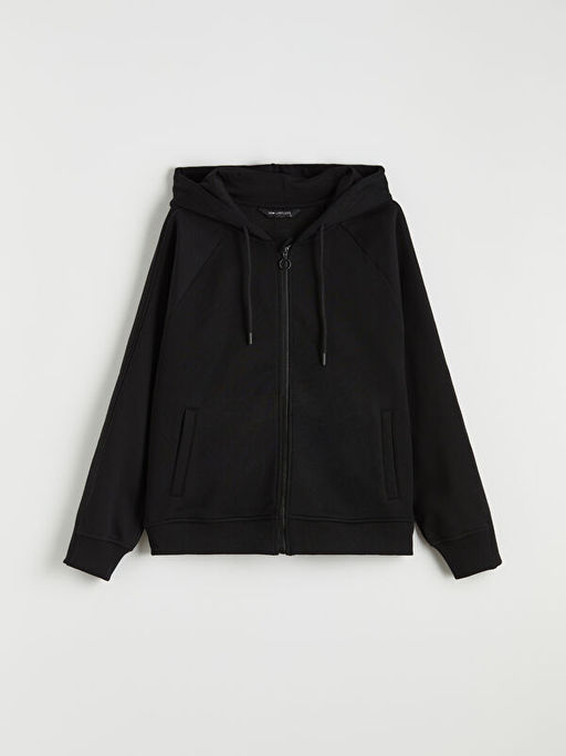 Oversize Kad?n Kal?n Fermuarl? Sweatshirt