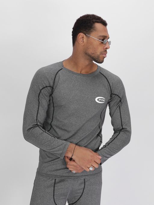 Комплект мужского термобелья без начеса серого цвета 2212Sr - FUYOUKAI фото 5